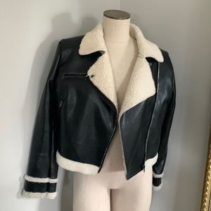 Women’s Black Vegan Leather Moto Jacket